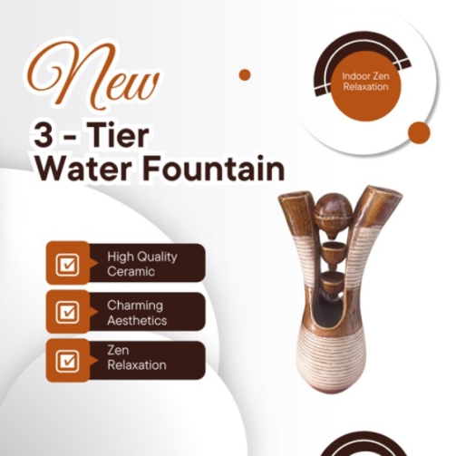 3 Tier Ceramic Indoor Water Fountain