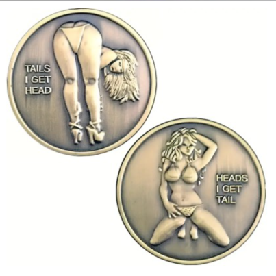 Adult Novelty Bronze Coin - Heads or Tails