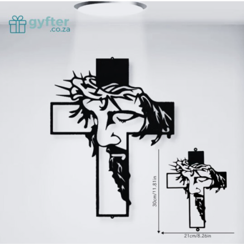Jesus Christ Cross - Wall Mount Metal 30cm x 21cm