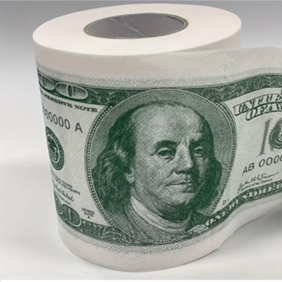 Novelty One Hundred US Dollar Toilet Paper - 1 Roll