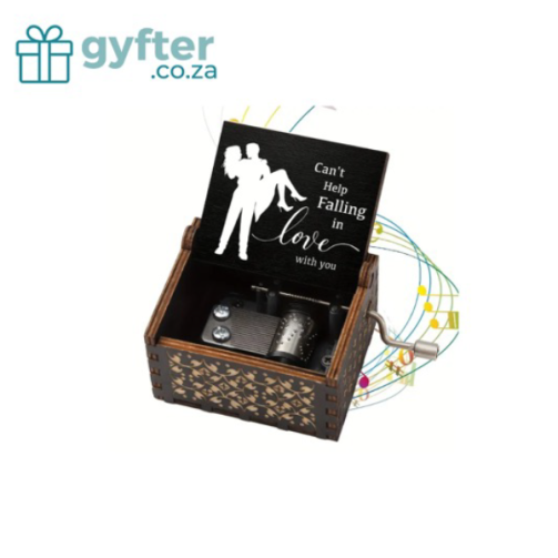 Old School Hand-Cranked Wooden Music Box - Can't Help Falling in Love With You