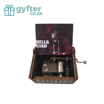 Old School Hand-Cranked Wooden Music Box - Bella Ciao Dark